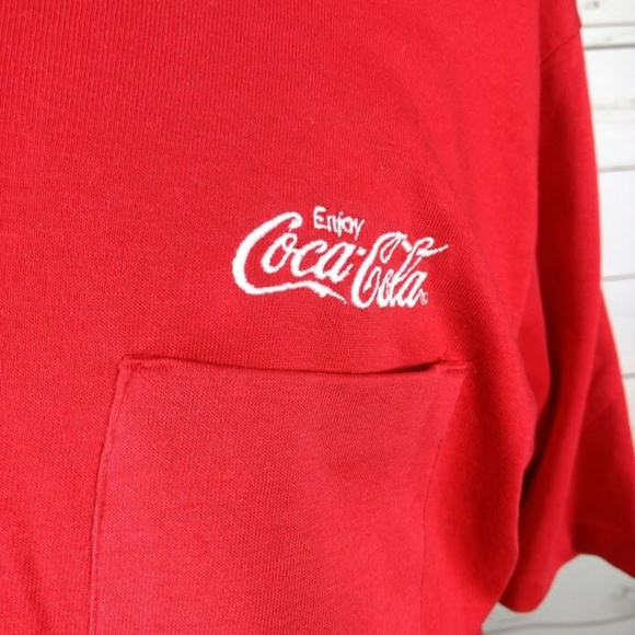 Vintage Coca Cola Mens Red Polo Shirt Union Made - Picture 2 of 5